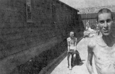 Liberated prisoners of Gusen in deplorable physical state, May 1945 (Photography of US Signal Corps; Courtesy of USHMM, Washington)