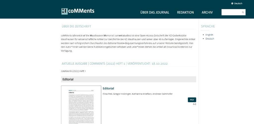 Open-Access-Journal coMMents ist online