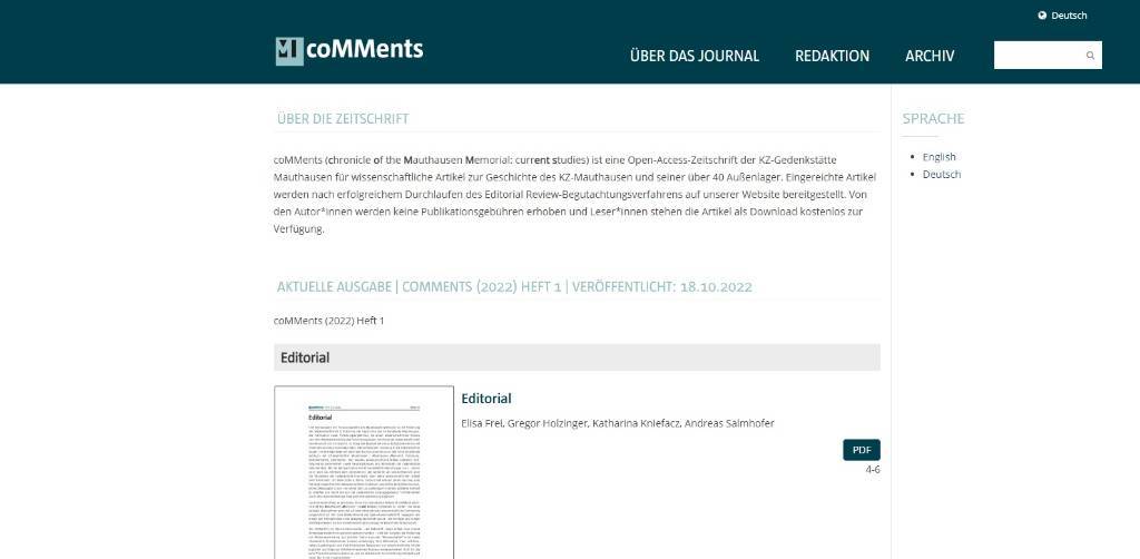 The Open Access Journal coMMents Goes Online