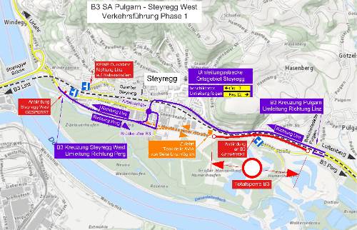 Information: Partial closure of Federal Road 3 between Linz and Gusen until 19 June 2026.